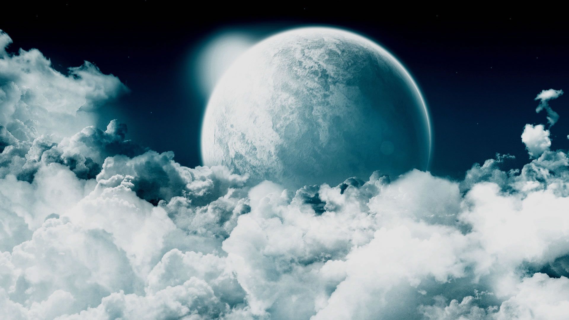 Mystical moon and clouds