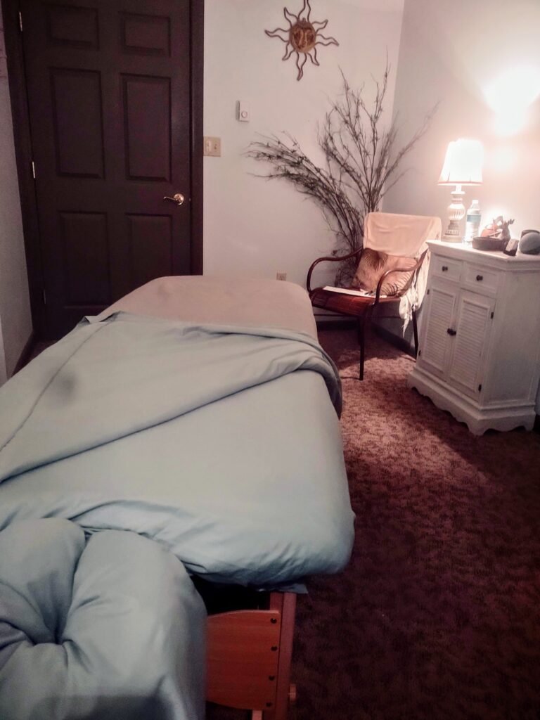 The massage room at Care Is, LLC in Powell, Wyoming