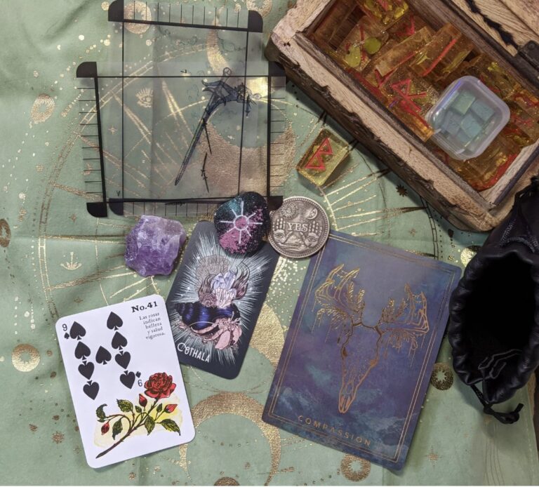 Tarot cards and crystals at Black Cat Alchemy Company