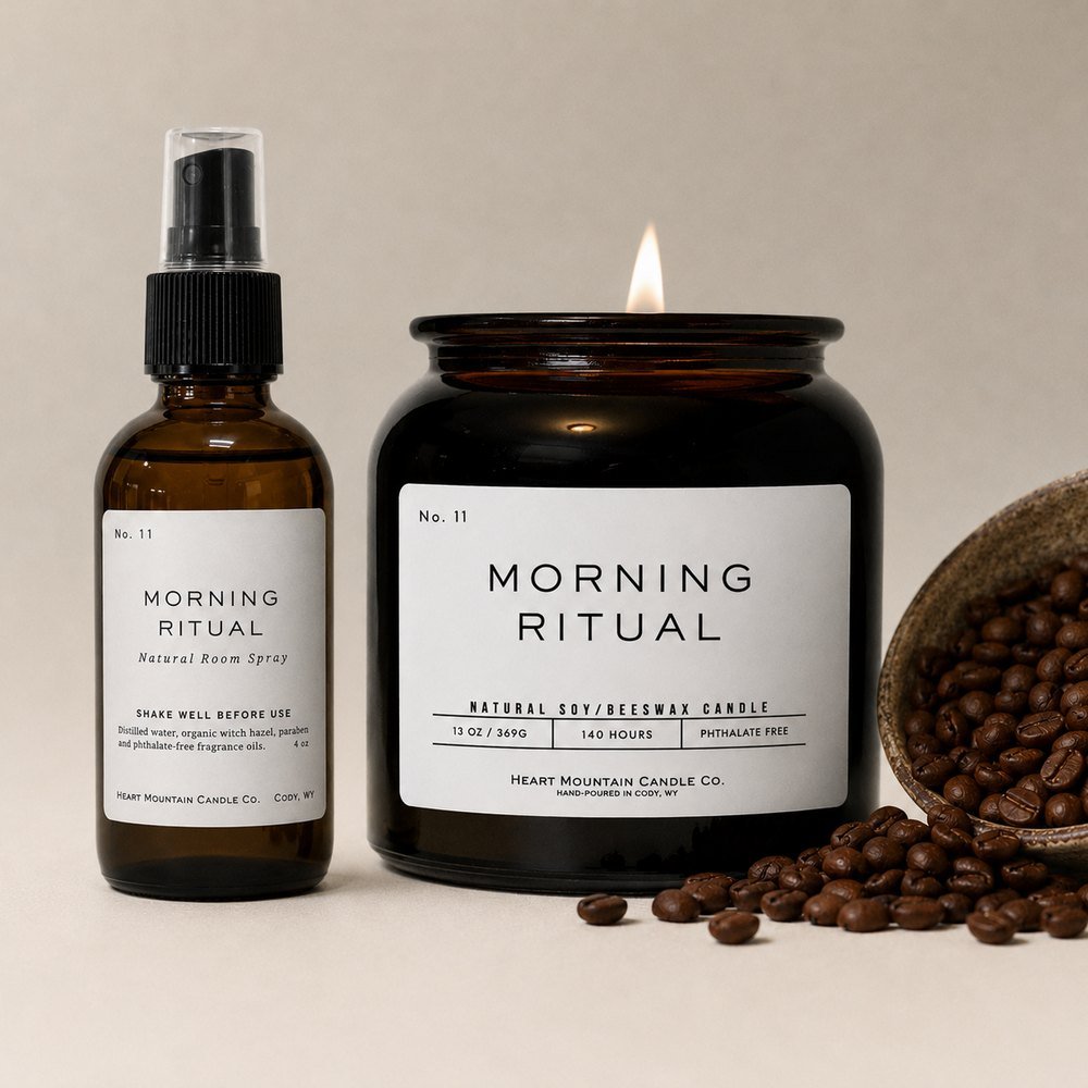 Morning Ritual coffee and vanilla candle by Heart Mountain Candle Co